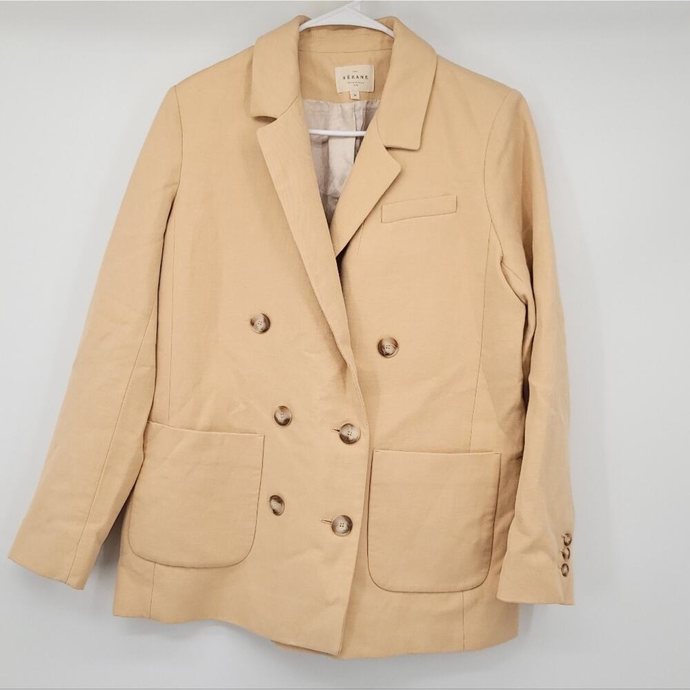 Sezane Paris Michele Jacket Blazer in a Pale Yellow Mottled Ecru Size 38 Medium - Picture 6 of 16